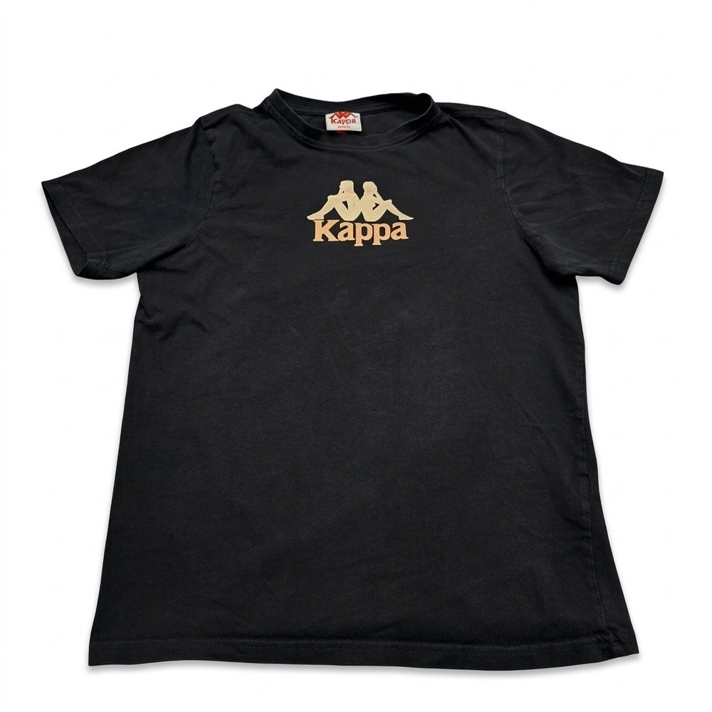 Kappa T-Shirt Small Black Graphic Back Logo Omini Spell Out 100% Cotton Mens S